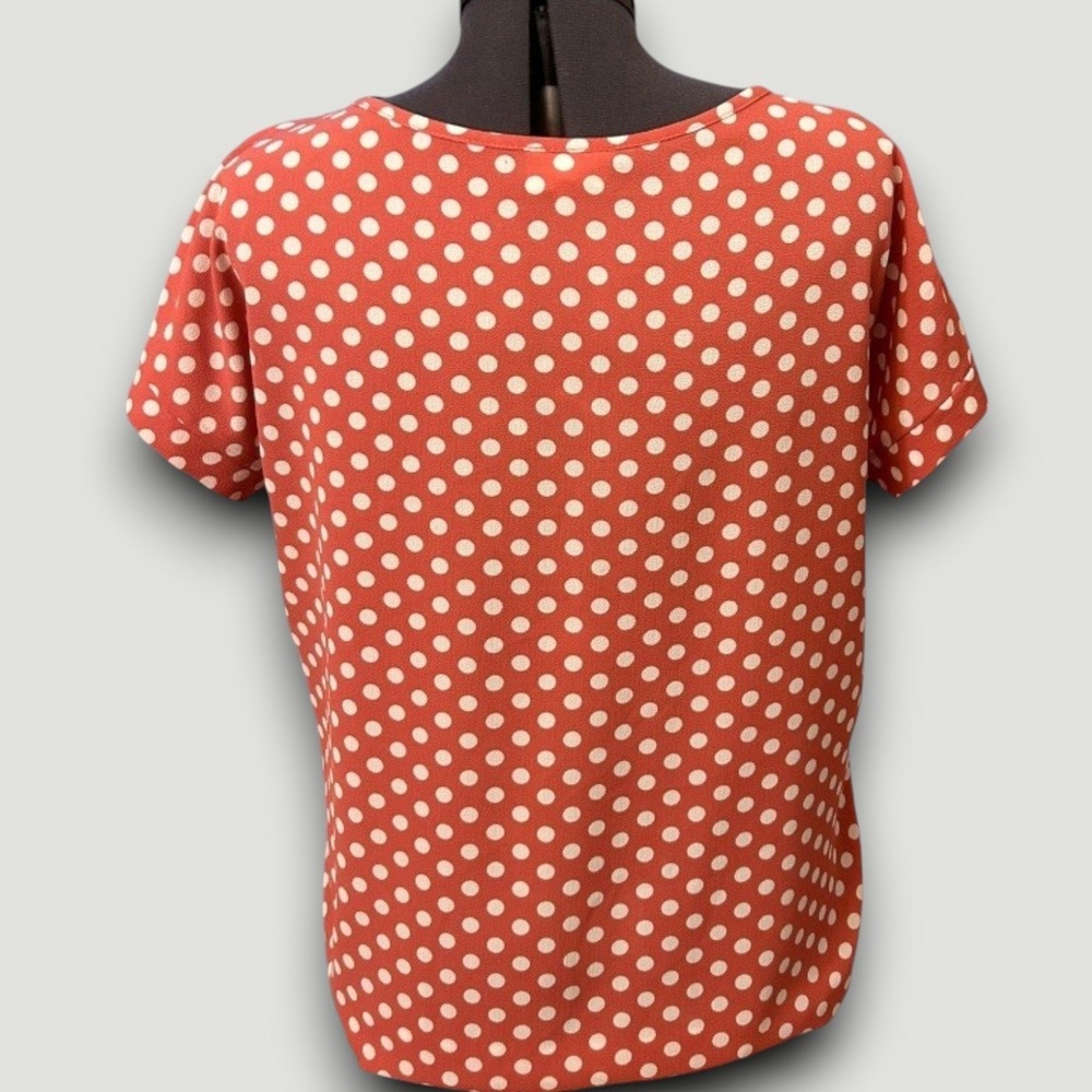 Tovia Womens Blouse Salmon Pink M Polka Dot Rockabilly Retro Officewear Chic - Picture 6 of 7